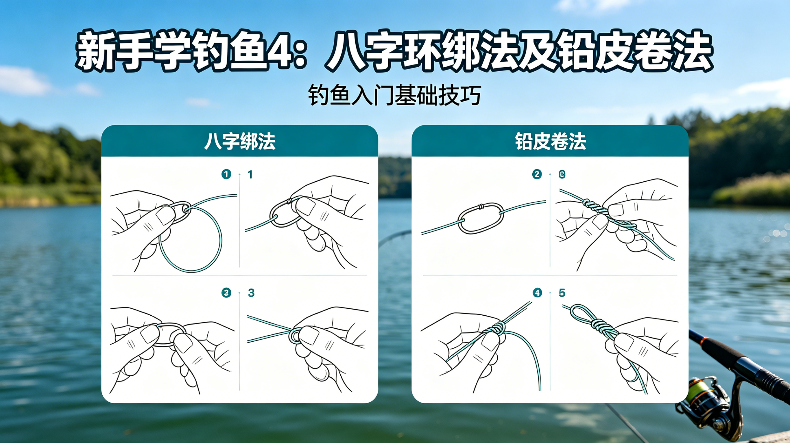[钓鱼入门图解]新手学钓鱼4八字环绑法以及铅皮卷法