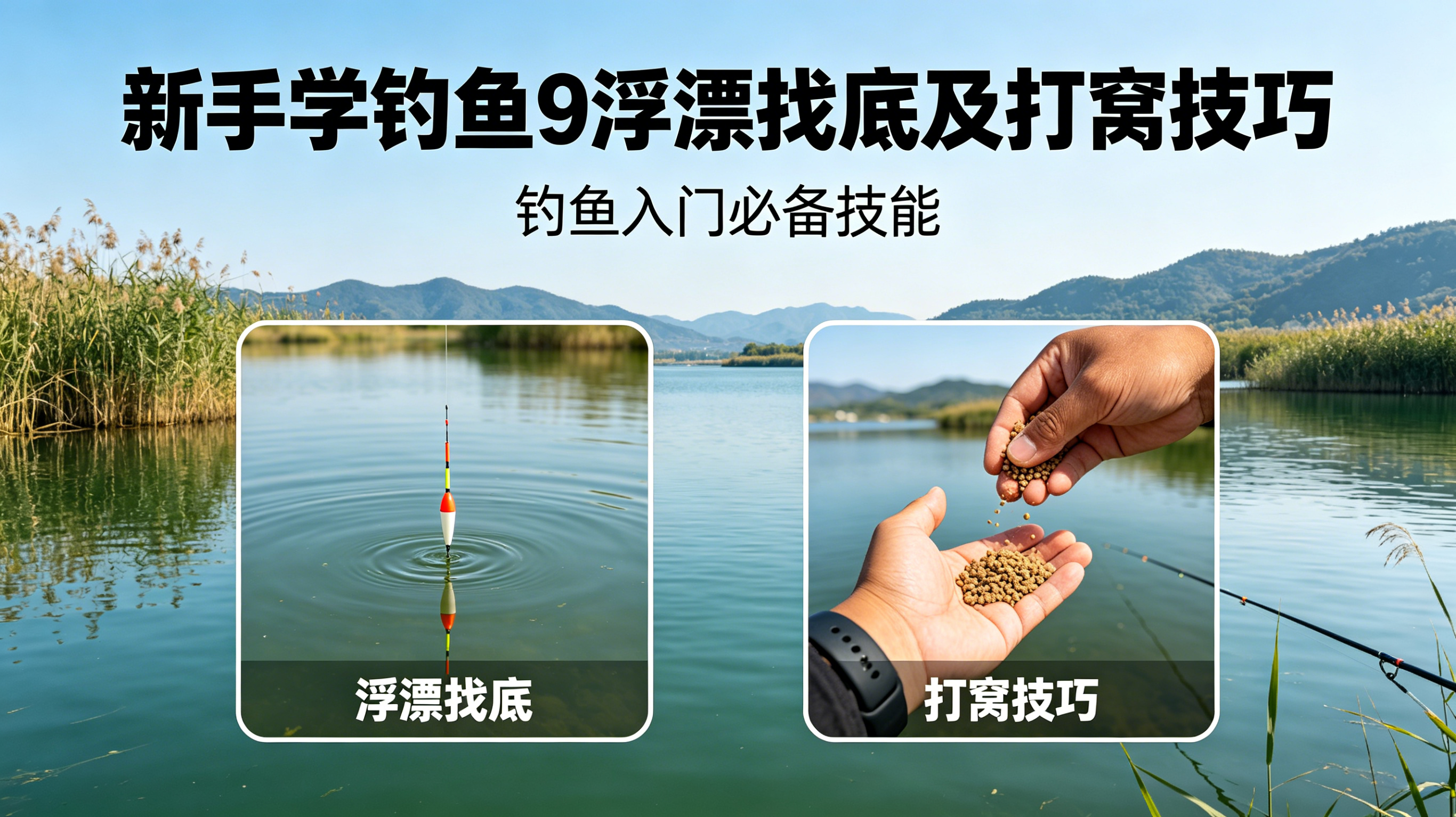 [钓鱼入门图解]新手学钓鱼9浮漂找底及打窝技巧
